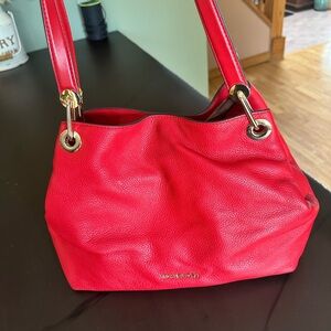 Michael Kors Red Shoulder Bag with Gold Hardware